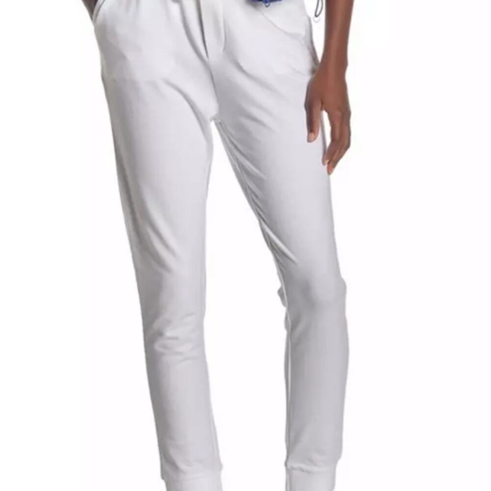 Love Moschino  Joggers White Gold Bling Logo sz M NWT Women's Designer Lounge